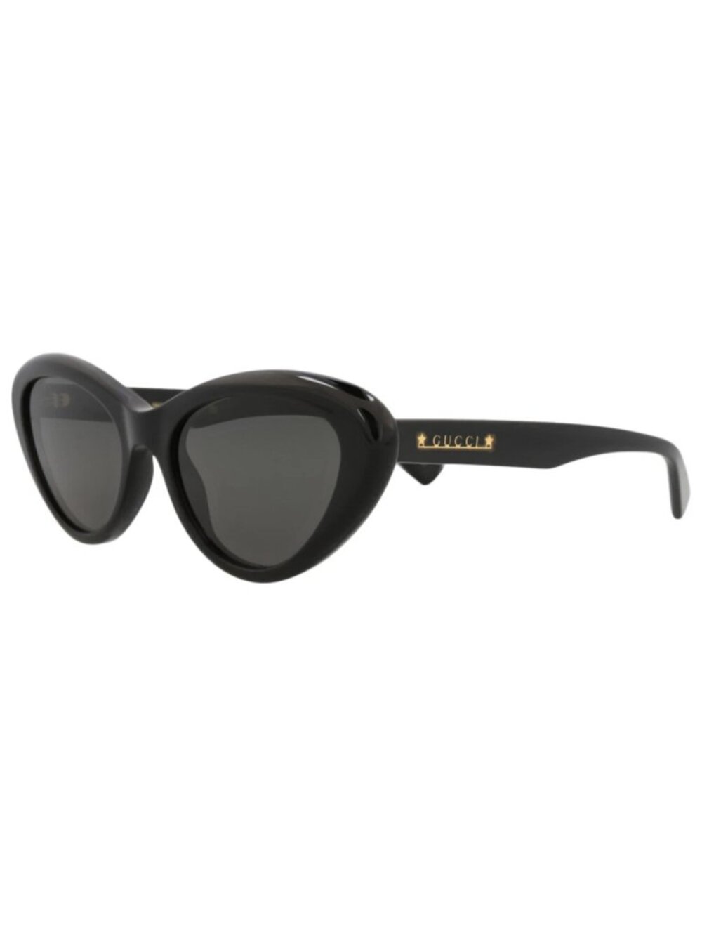 New Gucci Women's Sunglasses Cat Eye Recycled Acetate Frame Black Black Grey